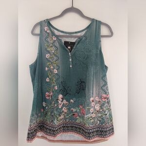 Floral Green Sleeveless Top